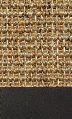 Sisal Salvador cork 080 tæppe med kantbånd i sort læder